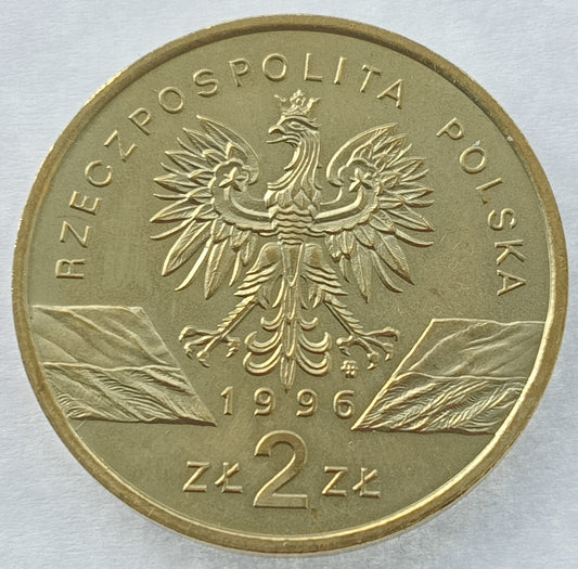 2 zł 1996 - Zwierzęta świata: Jeż (łac. Erinaceus europaeus)