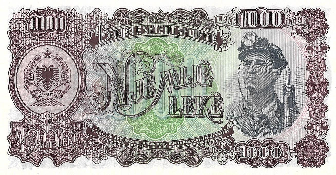 Albania 1 000 Lek 1957 - UNC
