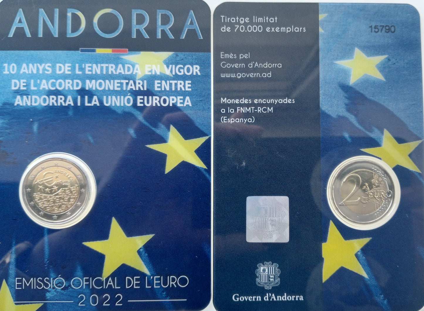 Andora 2 euro 2022 10. rocznica układu monetarnego między Andorą a Unią Europejską