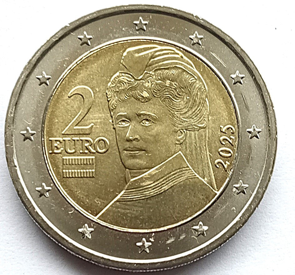 Austria 2 euro 2025 Laureatka Pokojowej Nagrody Bertha von Suttner