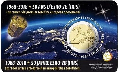 Belgia 2 euro 2018 50 rocznica wystrzelenia satelity ESRO-2B (wersja francuska)