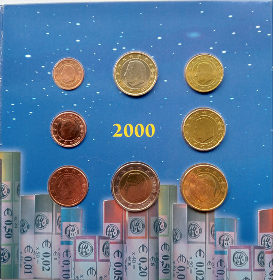 Belgia Różne euro zestaw menniczy od 1999 do 2001