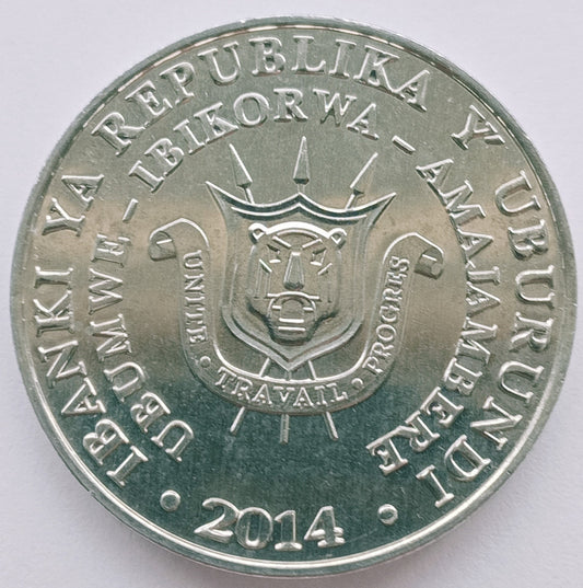 Burundi 5 Franków 2014 Bocian żółtodzioby - Mycteria ibis - Tantale ibis