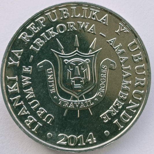 Burundi 5 Franków 2014 Ptaki - Trzewikodziób (Balaeniceps rex)