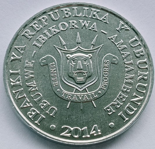 Burundi 5 Franków 2014 Ptaki - wojownik wspaniały (Stephanoaetus coronatus)