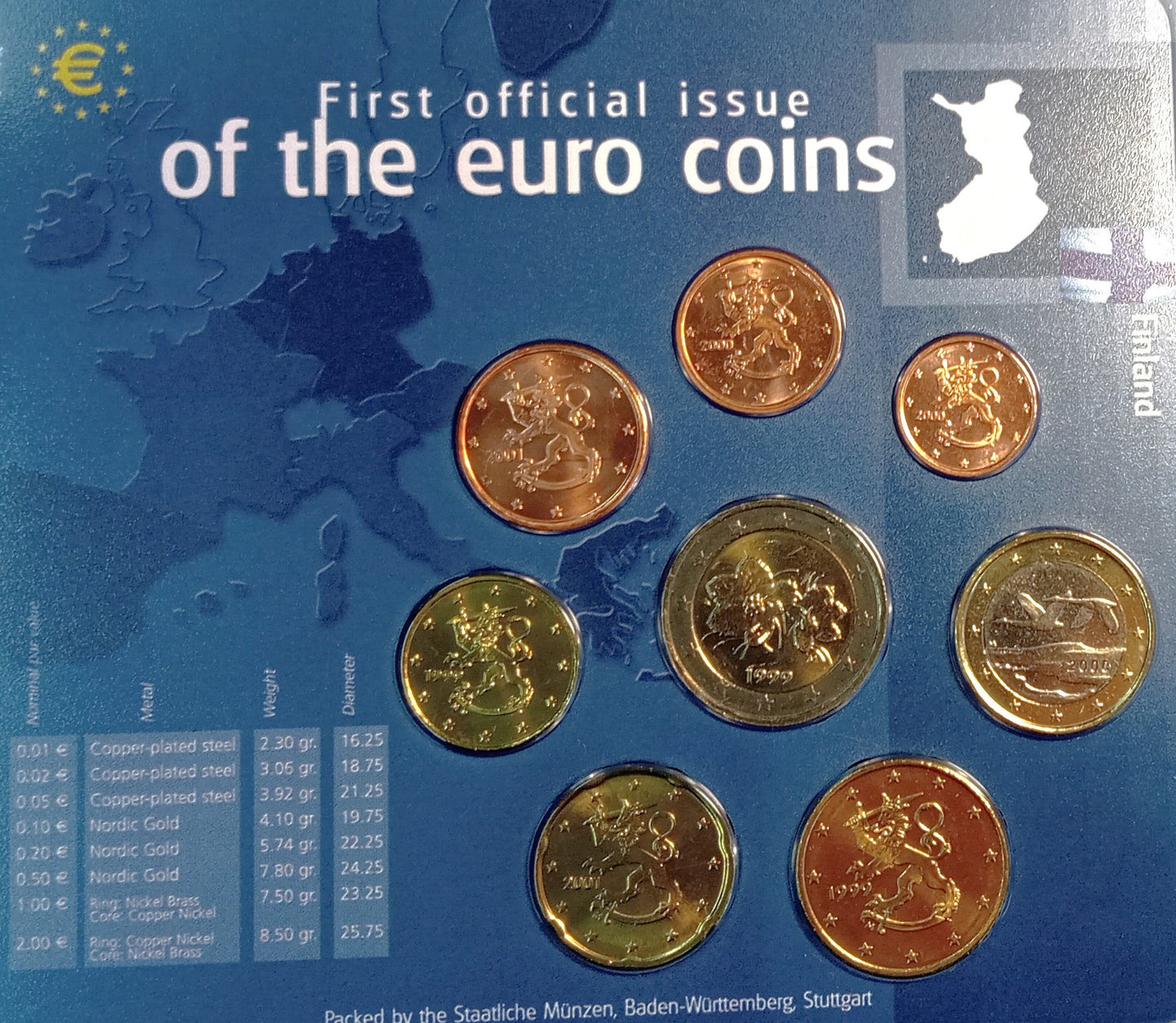 Finlandia zestaw monet 1 cent do 2 euro