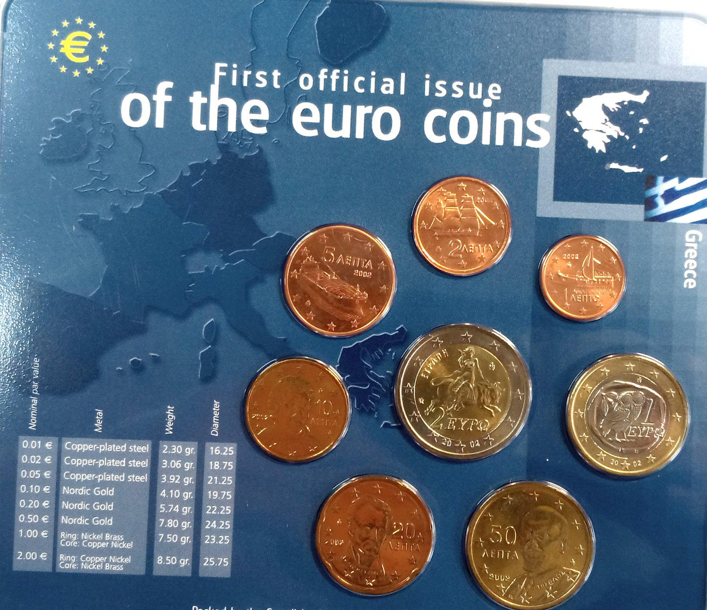 Grecja 2002 zestaw monet 1 cent do 2 euro