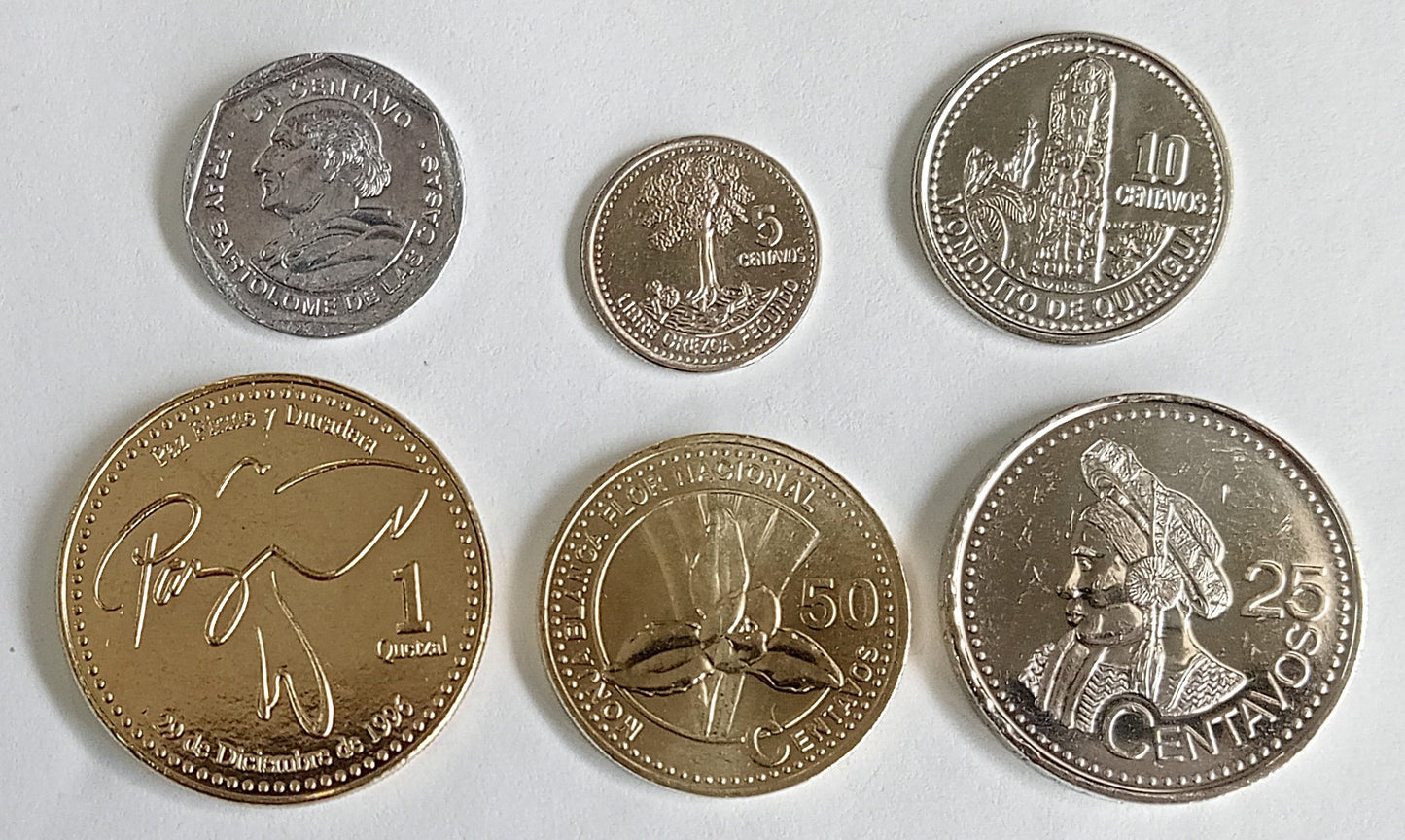 Gwatemala - zestaw monet centavo i quetzal