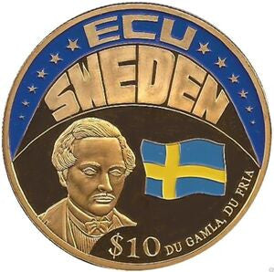 Liberia 10 Dolarów 2001 ECU - Szwecja