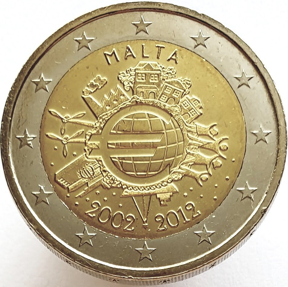 Malta 2 euro 2012 10-lecie banknotów i monet euro (Malta)