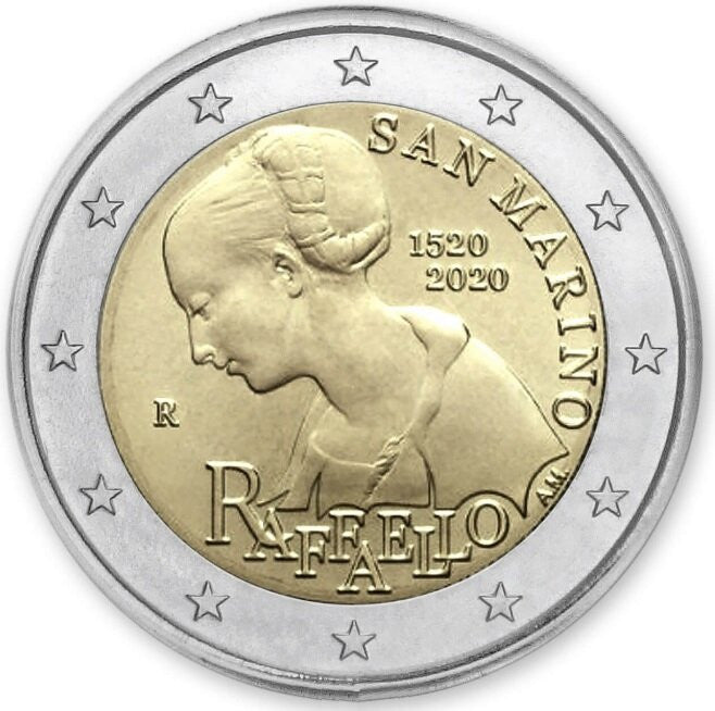 San Marino 2 euro 2020 500 rocznica śmierci Raffaello Sanzio