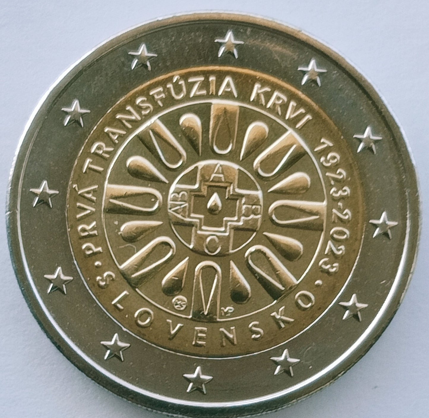 Słowacja 2 euro 2023 100. rocznica - Pierwsza transfuzja krwi na Słowacji