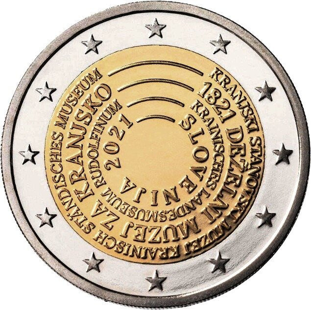 Słowenia 2 euro 2021 200 rocznica powstania Muzeum Krainy