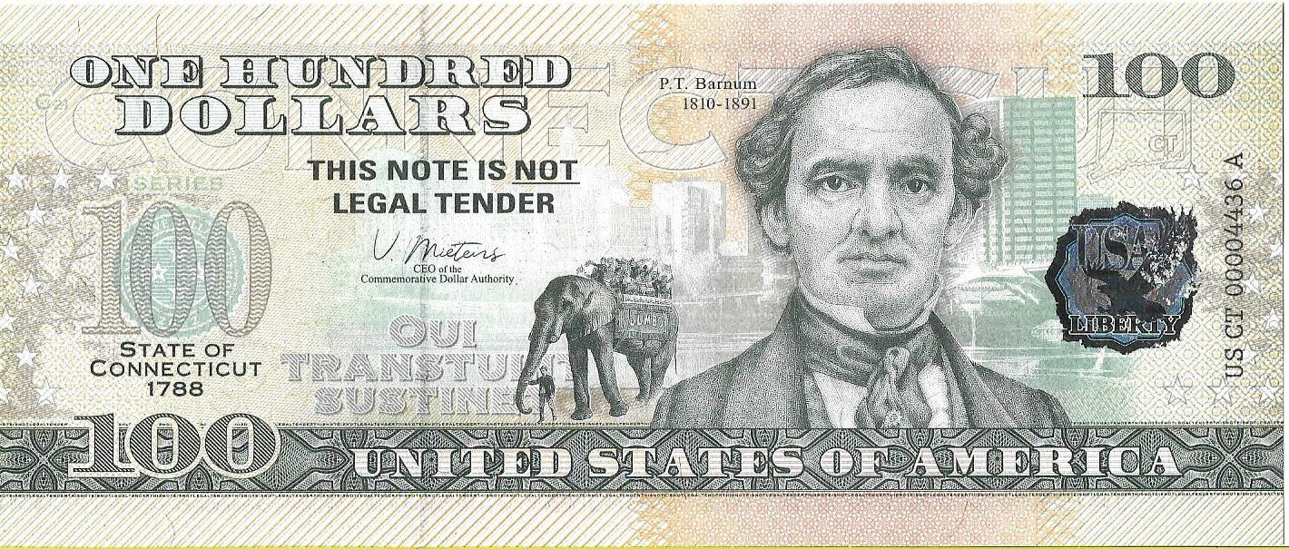 USA 100 Dolarów 2022 Connecticut Commemorative Dollar