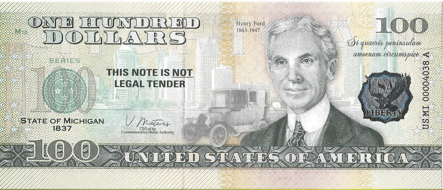 USA 100 Dolarów 2022 Michigan Commemorative Dollar