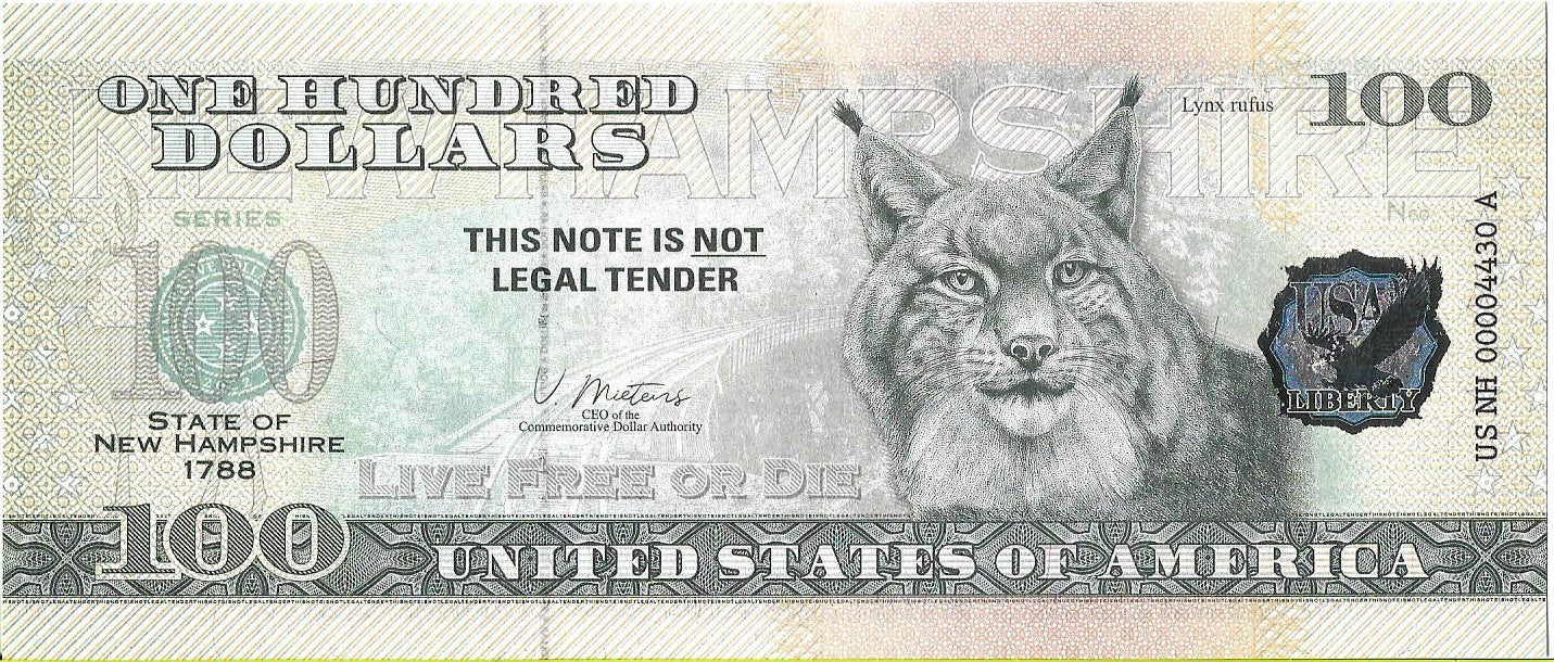 USA 100 Dolarów 2022 New Hampshire Commemorative Dollar