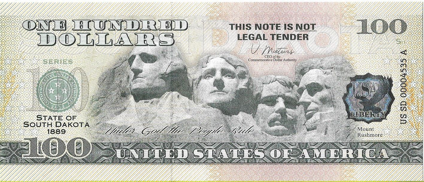 USA 100 Dolarów 2022 South Dakota Commemorative Dollar