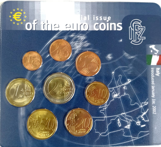 Włochy 2002 zestaw monet 1 cent do 2 euro