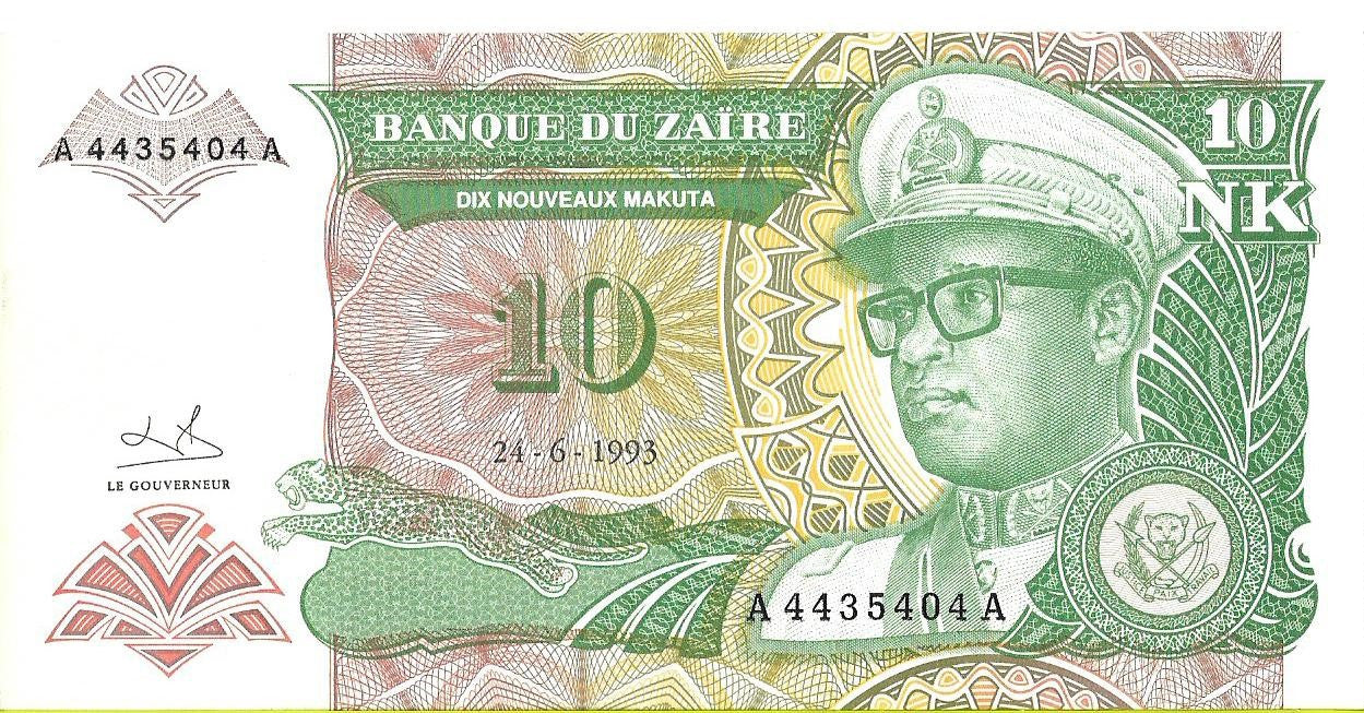 Zair 10 Makuta 1993 - UNC
