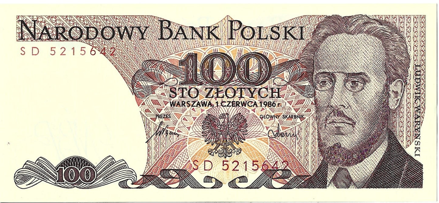 100 Złotych 1986 - UNC