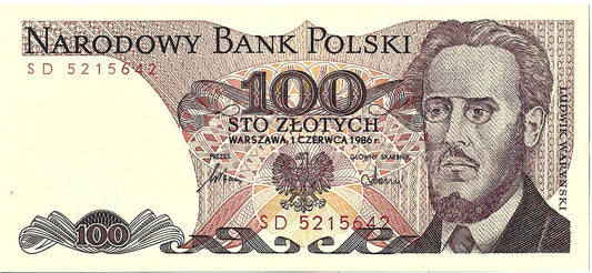 100 Złotych 1986 - UNC