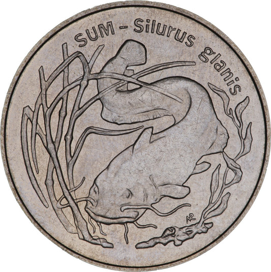 2 zł 1995 - Zwierzęta świata: Sum (łac- Silurus glanis)