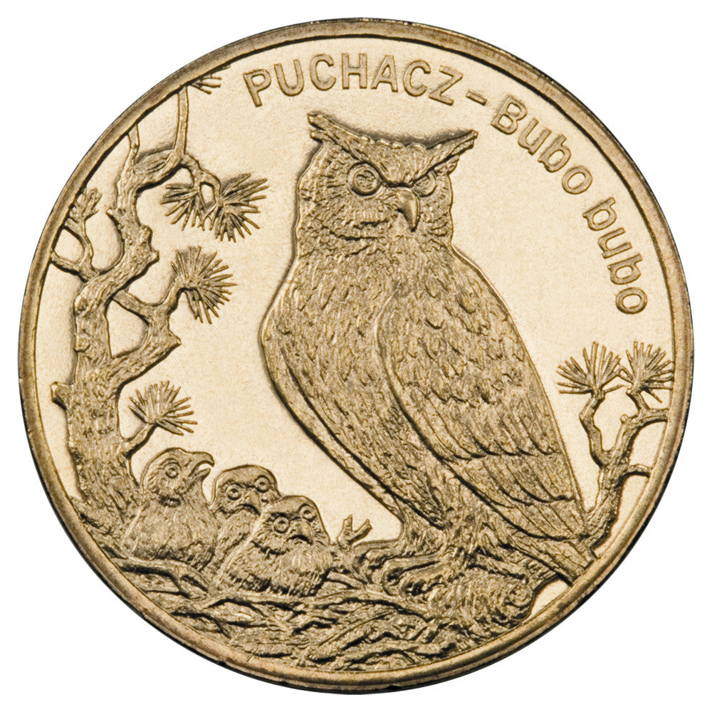 2 zł 2005 - Zwierzęta świata: Puchacz (łac. Bubo bubo)