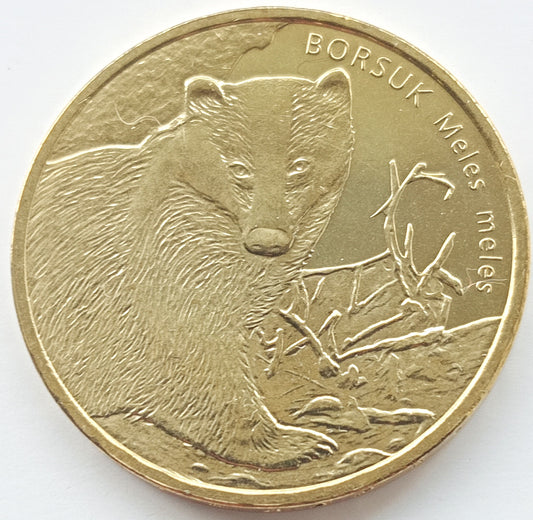 2 zł 2011 - Zwierzęta świata – borsuk (Meles meles)