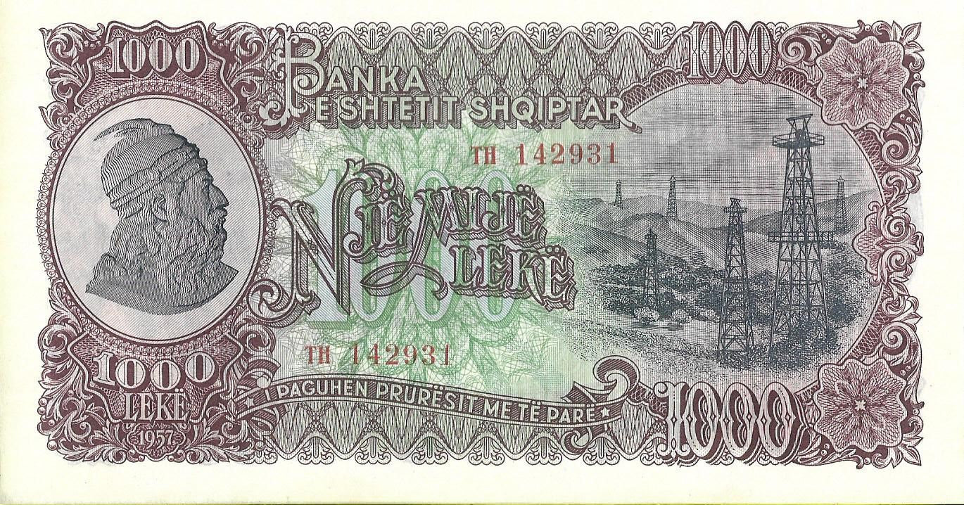 Albania 1 000 Lek 1957 - UNC