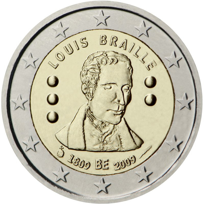 Belgia 2 euro 2009 200-lecie urodzin pedagoga Louis'a Braille'a (Belgia)