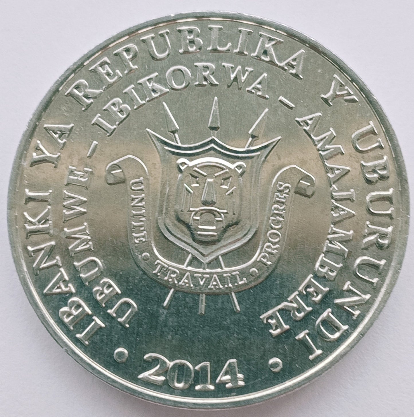 Burundi 5 Franków 2014  Bocian żółtodzioby - Mycteria ibis - Tantale ibis