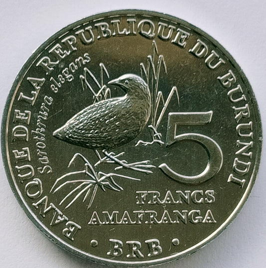 Burundi 5 Franków 2014  Kusokurka plamista (Sarothrura elegans)