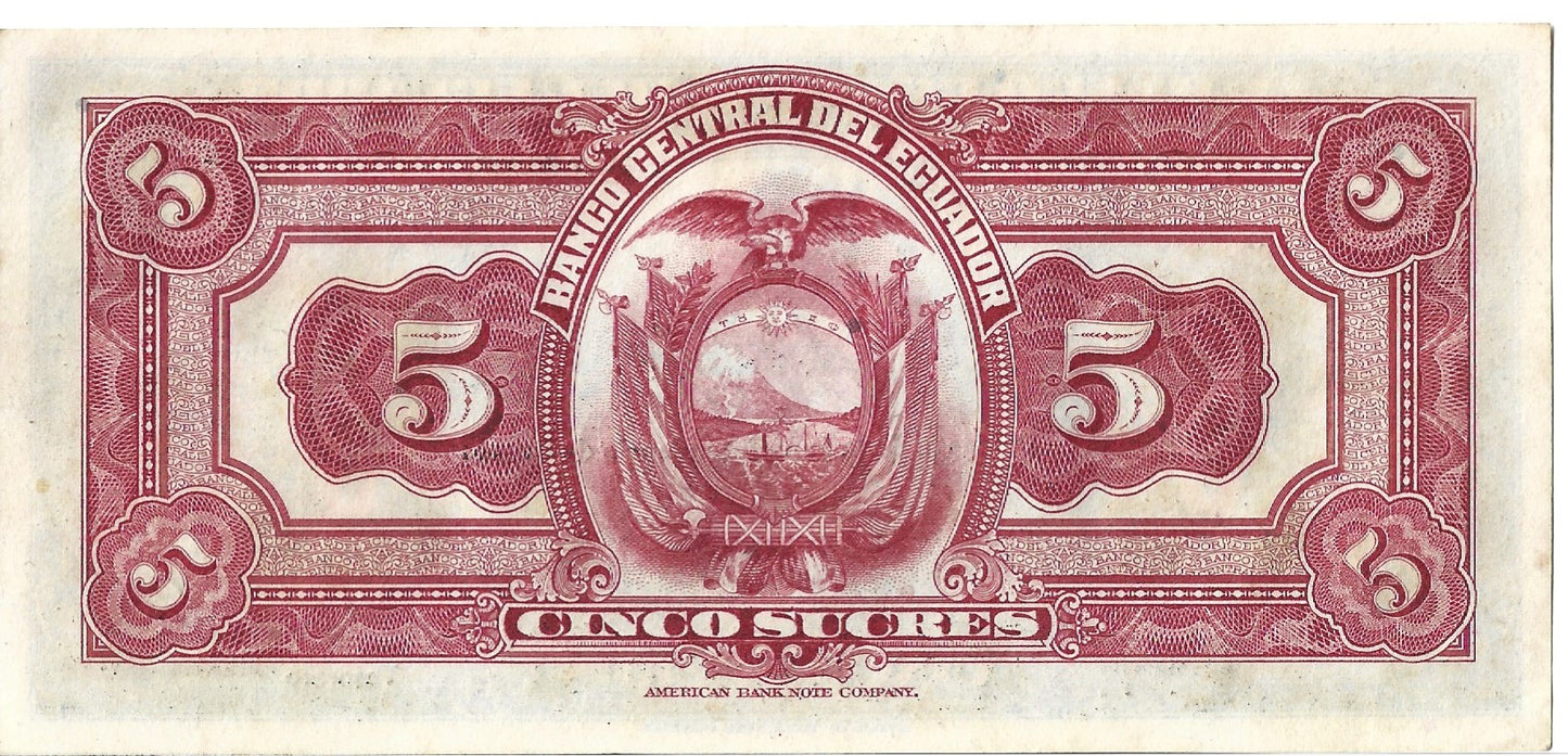 Ekwador 5 Sucre 1938 XF