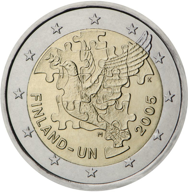 Finlandia 2 euro 2005 60-lecie członkostwa Finlandii w ONZ