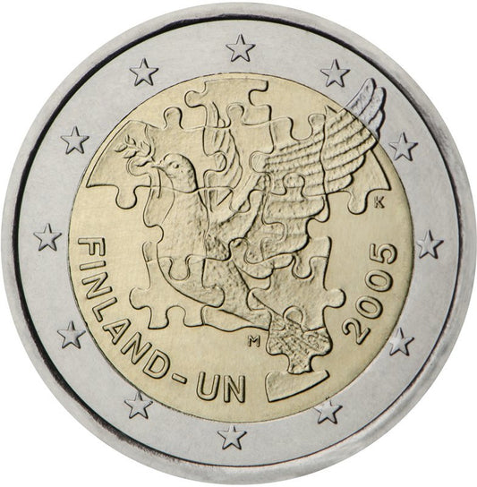 Finlandia 2 euro 2005 60-lecie członkostwa Finlandii w ONZ