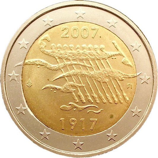Finlandia 2 euro 2007 90-lecie niepodległości Finlandii