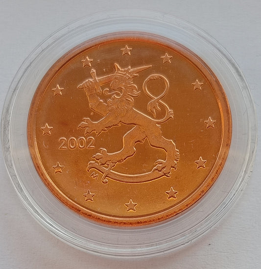 Finlandia 5 Euro Centy 2002 Lew heraldyczny herbu Finlandii