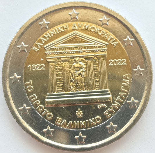 Grecja 2 euro 2022 200. rocznica uchwalenia pierwszej konstytucji Grecji