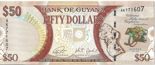 Gujana 50 Dolarów 2016 - UNC