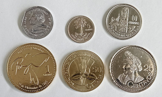Gwatemala - zestaw monet centavo i quetzal