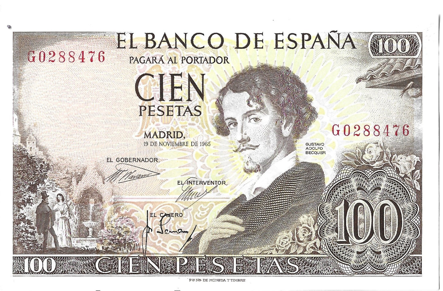 Hiszpania 100 Peseta 1965  - UNC