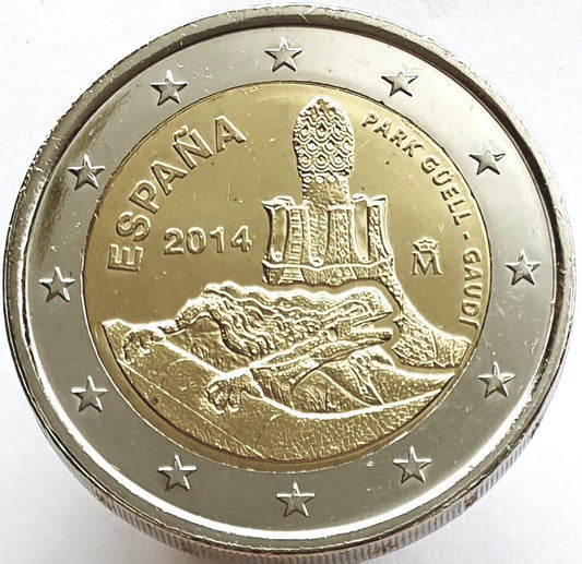 Hiszpania 2 euro 2014 UNESCO – park Güell