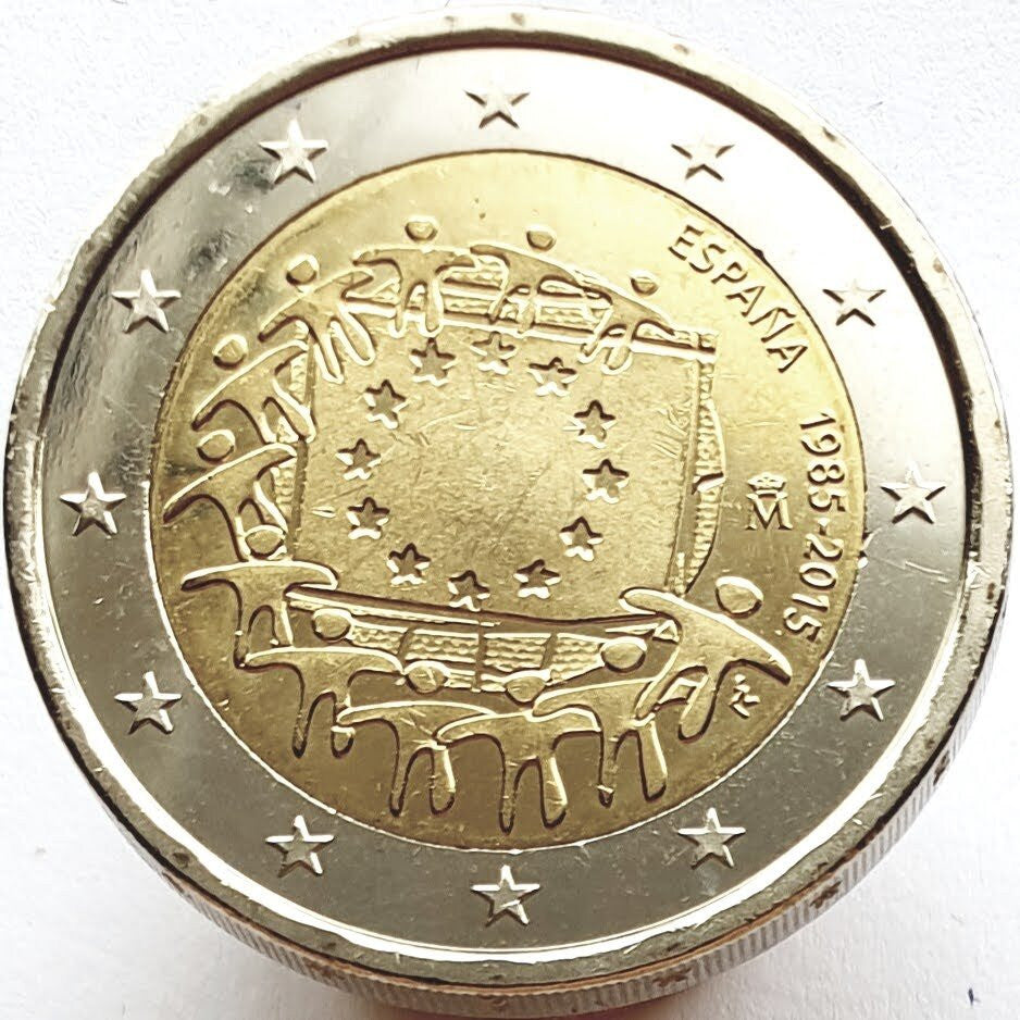 Hiszpania 2 euro 2015 30-lecie istnienia flagi europejskiej (Hiszpania)