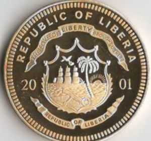 Liberia 10 Dolarów 2001 ECU- Irlandia