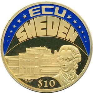 Liberia 10 Dolarów 2002  ECU - SZWECJA