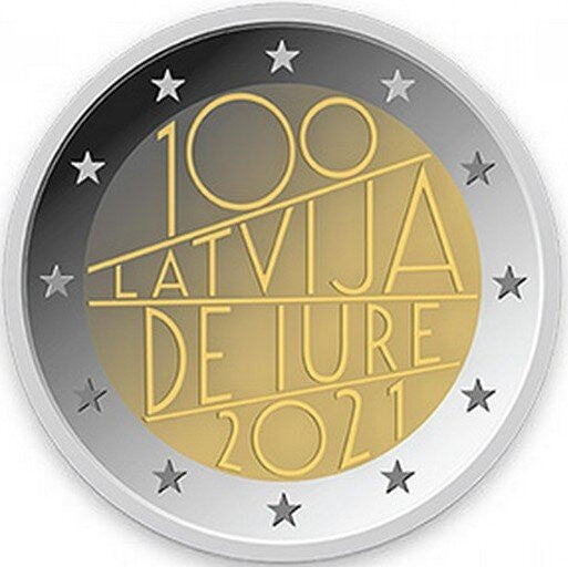 Łotwa 2 euro 2021 100-lecie uznania Łotwy (de iure)