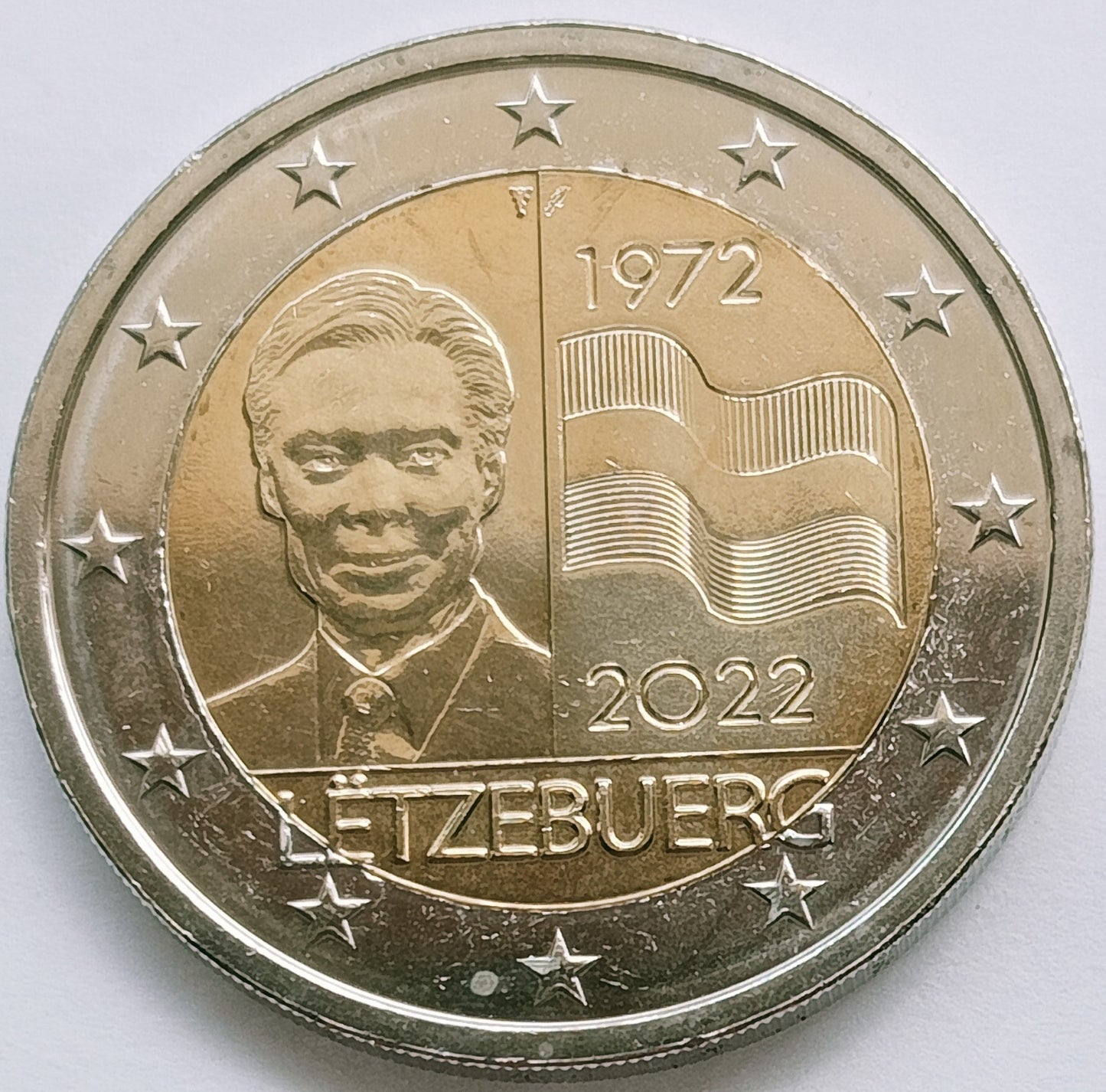 Luksemburg 2 euro 2022 50 lat flagi Luksemburga