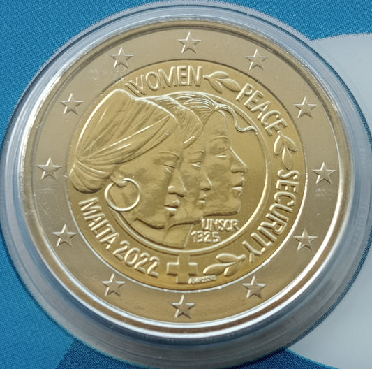 Malta 2 euro 2022 Rezolucja Rady Bezpieczeństwa ONZ nr 1325 w sprawie kobiet, pokoju i bezpieczeństwa
