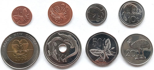 Papua Nowa Gwinea zestaw różnych monet toea i kina