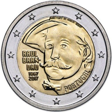 Portugalia 2 euro 2017 150 rocznica urodzin pisarza Raula Brandão